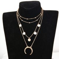 Großhandel Schmuck Mode Disc Mond Anhänger Mehrschichtige Runde Perlenkette Nihaojewelry sku image 1