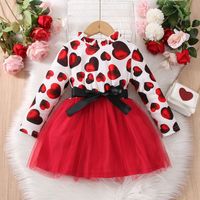 Valentine's Day Fashion Heart Shape Polyester Girls Dresses main image 1