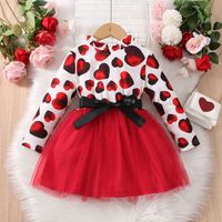 Valentine's Day Fashion Heart Shape Polyester Girls Dresses main image 6