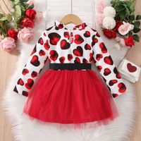 Valentine's Day Fashion Heart Shape Polyester Girls Dresses main image 3