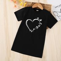 Fashion Heart Shape Printing Cotton Blend Girls Dresses sku image 3