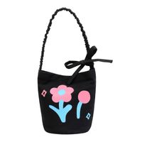 Girl's Medium All Seasons Canvas Flower Fashion Bucket Magnetic Buckle Handbag main image 4