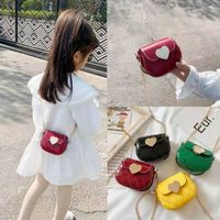 Girl's Medium Pu Leather Heart Shape Solid Color Fashion Flip Cover Crossbody Bag main image 1