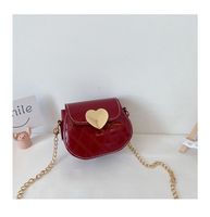 Girl's Medium Pu Leather Heart Shape Solid Color Fashion Flip Cover Crossbody Bag sku image 4
