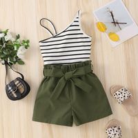 Fashion Stripe Polyester Girls Clothing Sets sku image 2