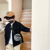 Boy's Small Nylon Lattice Fashion Round Zipper Crossbody Bag main image 3