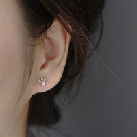 Fashion Irregular Sterling Silver Inlay Zircon Ear Studs 1 Pair main image 4