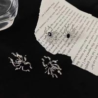 Fashion Spider Titanium Steel Plating Inlay Artificial Gemstones Ear Studs 1 Pair main image 4