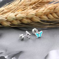 Lady Butterfly Stainless Steel Enamel Ear Studs 1 Pair main image 4