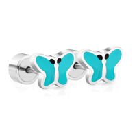 Lady Butterfly Stainless Steel Enamel Ear Studs 1 Pair main image 1