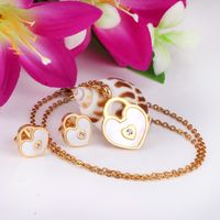 2 Piezas Moda Forma De Corazón Acero Inoxidable Enchapado Embutido Circón Mujeres Conjunto De Joyas main image 1