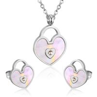 2 Pieces Fashion Heart Shape Stainless Steel Plating Inlay Zircon Women's Jewelry Set sku image 1