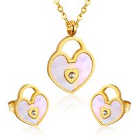 2 Pieces Fashion Heart Shape Stainless Steel Plating Inlay Zircon Women's Jewelry Set sku image 2