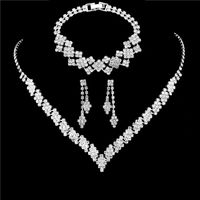 Fashion Geometric Copper Inlay Zircon Bracelets Earrings Necklace 1 Set sku image 3