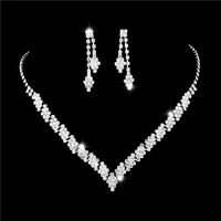 Fashion Geometric Copper Inlay Zircon Bracelets Earrings Necklace 1 Set sku image 2
