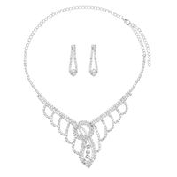 Simple Style Geometric Rhinestone Plating Earrings Necklace 1 Set main image 4