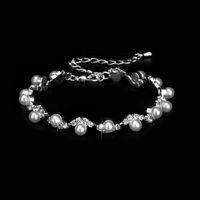 Moda Geométrico Cadena De Cobre Embutido Perlas Artificiales Diamantes De Imitación Pulsera Aretes Collar 1 Juego sku image 1