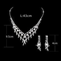Fashion Geometric Rhinestone Plating Earrings Necklace 1 Set main image 4