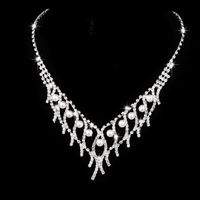 Fashion Geometric Rhinestone Plating Earrings Necklace 1 Set main image 5