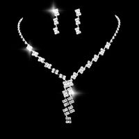 Moda Geométrico Diamante De Imitación Embutido Diamantes De Imitación Pulsera Aretes Collar 1 Juego main image 5