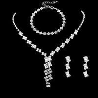 Fashion Geometric Rhinestone Inlay Rhinestones Bracelets Earrings Necklace 1 Set sku image 3
