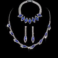 Fashion Horse Eye Arylic Copper Claw Chain Inlay Rhinestones Earrings Necklace 1 Set main image 1