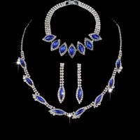 Fashion Horse Eye Arylic Copper Claw Chain Inlay Rhinestones Earrings Necklace 1 Set sku image 3