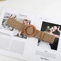 Simple Style Solid Color Cotton And Linen Woven Belt Women's Woven Belts 1 Piece sku image 2