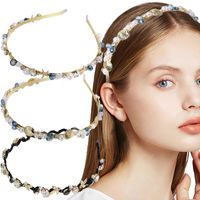 Sweet Simple Style Shell Imitation Pearl Alloy Inlay Artificial Crystal Hair Band main image 6