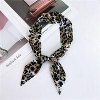 Women's Sweet Leopard Polyester Printing Silk Scarves sku image 1