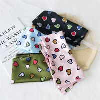 Women's Sweet Polka Dots Heart Shape Polyester Printing Silk Scarves main image 5