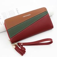 Women's Letter Color Block Pu Leather Zipper Wallets sku image 3