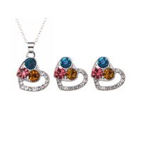 1 Set Fashion Heart Shape Alloy Inlay Rhinestones Valentine's Day Women's Earrings Necklace main image 4