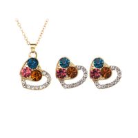 1 Set Fashion Heart Shape Alloy Inlay Rhinestones Valentine's Day Women's Earrings Necklace main image 1