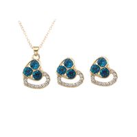 1 Set Fashion Heart Shape Alloy Inlay Rhinestones Valentine's Day Women's Earrings Necklace main image 3