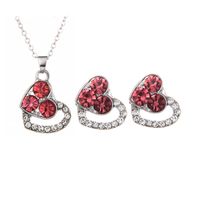 1 Juego Moda Forma De Corazón Aleación Embutido Diamantes De Imitación Día De San Valentín Mujeres Aretes Collar main image 2