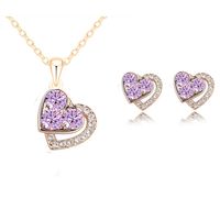 1 Set Fashion Heart Shape Alloy Inlay Rhinestones Valentine's Day Women's Earrings Necklace sku image 4