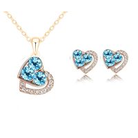 1 Set Fashion Heart Shape Alloy Inlay Rhinestones Valentine's Day Women's Earrings Necklace sku image 5