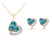 1 Set Fashion Heart Shape Alloy Inlay Rhinestones Valentine's Day Women's Earrings Necklace sku image 2