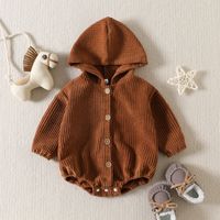Fashion Solid Color Corduroy Baby Rompers sku image 1