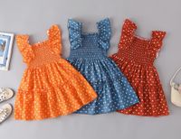 Mode Runde Punkte Einfarbig Patchwork 100% Baumwolle Mädchen Kleider main image 1