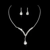 1 Set Fashion Water Droplets Arylic Copper Inlay Rhinestones Women's Earrings Necklace main image 1