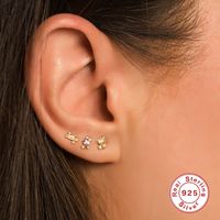 Simple Style Star Moon Butterfly Sterling Silver Inlay Zircon Ear Studs 1 Set main image 4