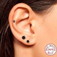 Simple Style Star Moon Butterfly Sterling Silver Inlay Zircon Ear Studs 1 Set main image 3