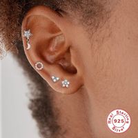Fashion Star Moon Heart Shape Sterling Silver Inlay Ear Studs 1 Piece main image 5