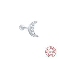 Fashion Star Moon Heart Shape Sterling Silver Inlay Ear Studs 1 Piece sku image 5