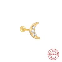 Fashion Star Moon Heart Shape Sterling Silver Inlay Ear Studs 1 Piece sku image 4