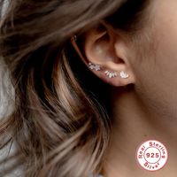 Fashion Star Moon Heart Shape Sterling Silver Inlay Ear Studs 1 Piece main image 3