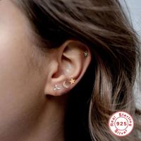 Fashion Star Moon Heart Shape Sterling Silver Inlay Ear Studs 1 Piece main image 2