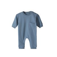 Casual Solid Color Pocket Cotton Baby Rompers main image 2